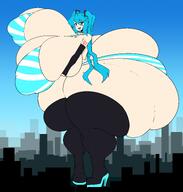 giantess gigantic_ass gigantic_breasts hatsune_miku vocaloid // 8097x8500 // 3.1MB